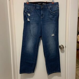 Torrid Women's Bombshell Straight Leg Blue Distressed Jeans (Size 20R)